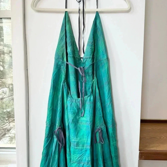 New Free People Marisol Tiered Silk Maxi Dress Summer Sun Boho Green Small - Picture 9 of 17
